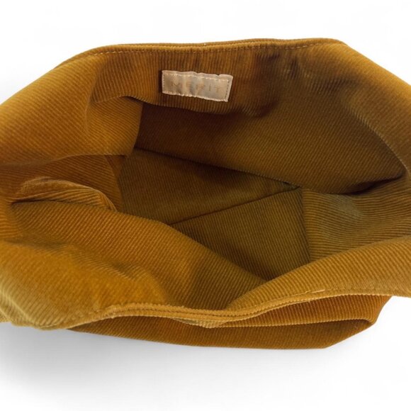 Merit Brown Corduroy Cosmetic Bag Tie Handles Boho Earth-Tone Travel Soft Utilit - Picture 6 of 6